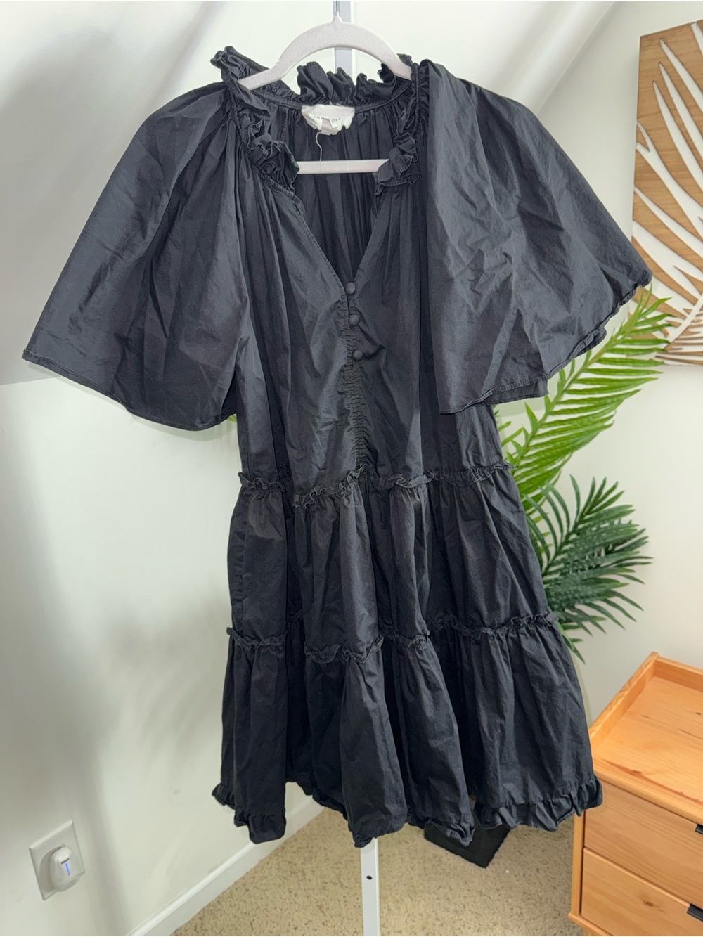 EUC Pomander Place Tuckernuck Adeline Black Ruffle Tiered Mini Dress